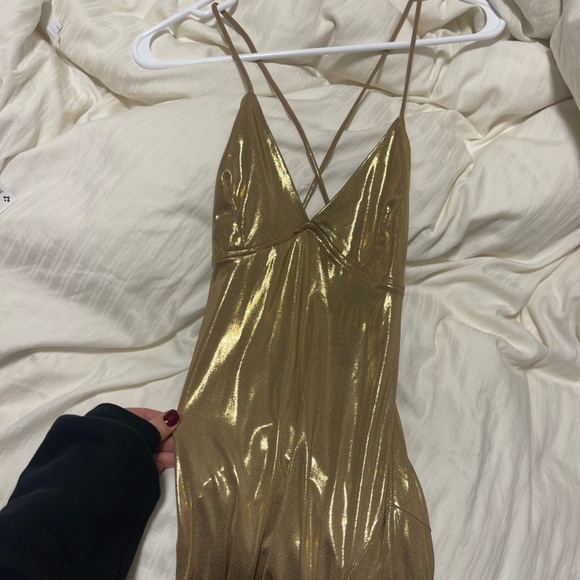 Revolve maxi gold dress worn once to a wedding - Picture 3 of 4